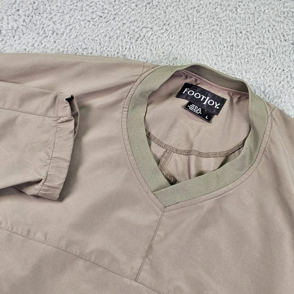 FootJoy Pullover Mens Large Tan V-Neck Golf Windbreaker Windshirt Jacket